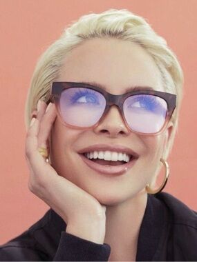 Quay Australia After Hours Mini Cat-Eye Blue Light Glasses - Brown Gradient